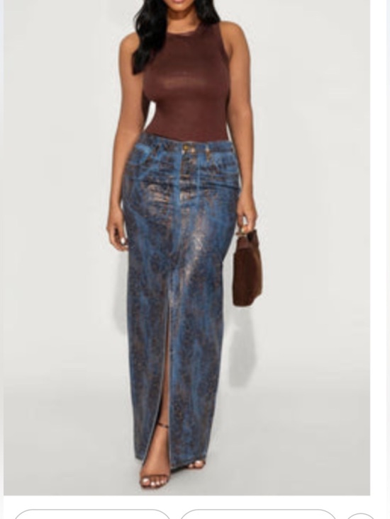 Dresses & Skirts - Dark Blue Metallic Animal Print Skirt
